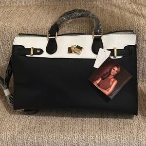 Satchel by IMAN in two tone colors BLACK and WHITE
